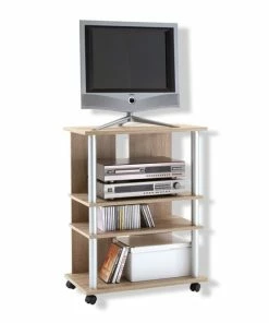 TV-Hifi-Rack - Sonoma Eiche - Mit Rollen
