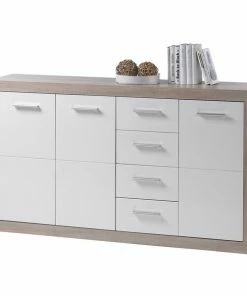 Sideboard - Sonoma Eiche - Weiß - 152 Cm