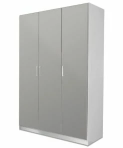 Drehtürenschrank - Grau-weiß - 3 Türen