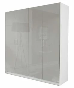 Drehtürenschrank - Grau-weiß - 4 Türen