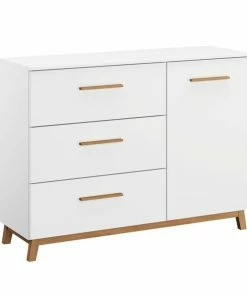 Kommode - Alpinweiß - 3 Schubkästen - 116 Cm