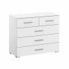Kommode - Alpinweiß - 5 Schubkästen - 80 Cm