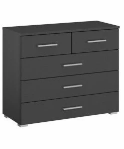 Kommode - Grau Metallic - 5 Schubkästen - 80 Cm