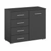 Kommode - Grau Metallic - 4 Schubkästen - 80 Cm