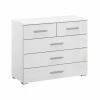 Kommode - Weiß Hochglanz-alpinweiß - 5 Schubkästen - 80 Cm