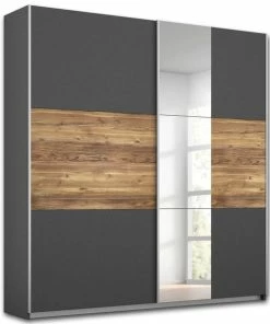 Schwebetürenschrank - Grau Metallic - Fichte - 175 Cm