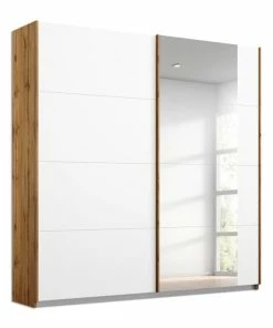 Schwebetürenschrank - Weiß-Eiche Wotan - 226 Cm