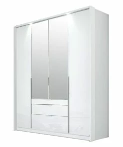 Drehtürenschrank - Alpinweiß-weiß Hochglanz - 181 Cm Breit