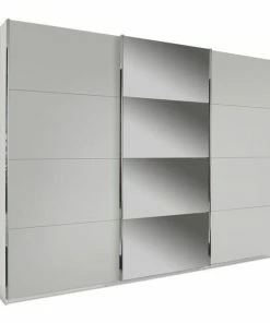 Schwebetürenschrank - Alpinweiß-seidengrau - 271 Cm