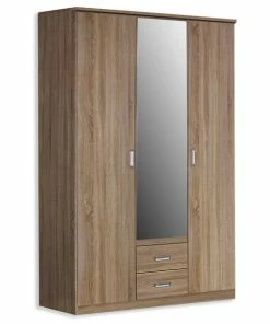 Drehtürenschrank - Sonoma Eiche - Spiegel - 136 Cm