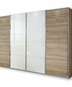 Schwebetürenschrank - San Remo Eiche-weiß - 361 Cm Breit