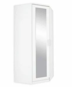 Eckschrank - Alpinweiß - Mit Spiegeltür