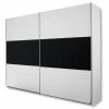 Schwebetürenschrank - Alpinweiß-schwarz - 261 Cm
