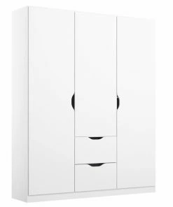 Drehtürenschrank - Alpinweiß - 3 Türen - 136 Cm