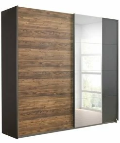 Schwebetürenschrank - Appenzeller Fichte - Grau - 226 Cm