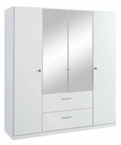 Drehtürenschrank - Alpinweiß - Mit Spiegel - 180 Cm Breit