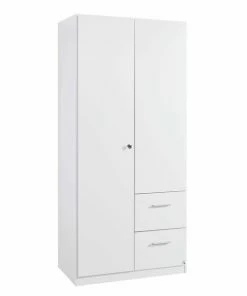 Drehtürenschrank - Alpinweiß - Abschließbar - 97 Cm Breit