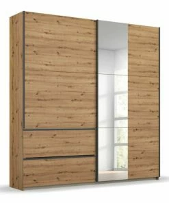 Schwebetürenschrank - Eiche Artisan - Mit Spiegel - 175 Cm