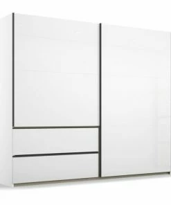 Schwebetürenschrank - Alpinweiß - Hochglanz - 218 Cm Breit