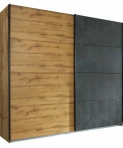 Schwebetürenschrank - Eiche Artisan - Granit-anthrazit - 226 Cm