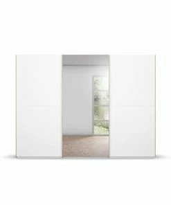 Schwebetürenschrank - Alpinweiß-Jackson Hickory - 3 Türen - 301 Cm