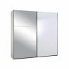 Schwebetürenschrank - Weiß Hochglanz-alpinweiß - Spiegel - 218 Cm