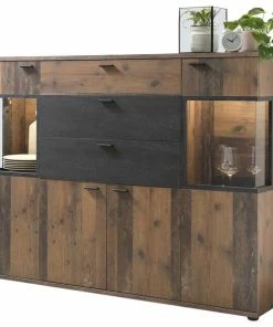 Highboard - Oldwood-Burned Wood - 155 Cm Breit