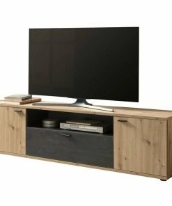 TV-Lowboard - Artisan Eiche-Burned Wood - 180 Cm Breit