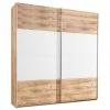 Schwebetürenschrank - Alpinweiß-Plankeneiche - 180 Cm Breit