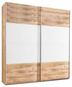 Schwebetürenschrank - Alpinweiß-Plankeneiche - 180 Cm Breit