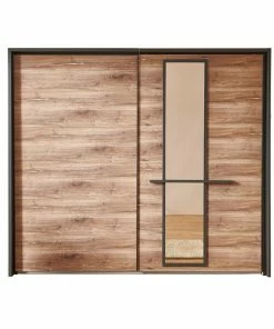 Schwebetürenschrank - Flagstaff-Eiche - Graphit - 250 Cm