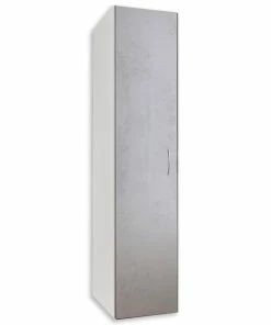 Drehtürenschrank - Weiß - Beton-Optik - 40 Cm Breit