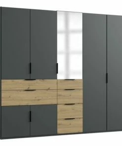 Drehtürenschrank - Graphit-Artisan Eiche - 7 Türen - 250 Cm