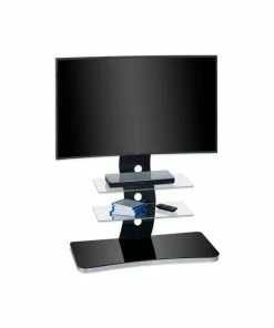 TV-Rack - Alu - Schwarzglas - 88 Cm