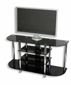 TV-Regal - Schwarz - Sicherheits-Glas - 120 Cm Breite