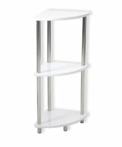 Eckregal - Weiß Hochglanz - Chrom - 30 Cm Breit