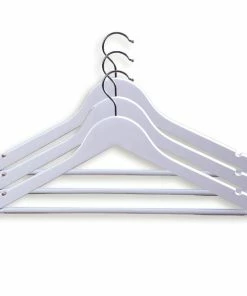 Helfix 3-teiliges Kleiderbügel-Set - Weiß - Mit Hosensteg