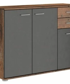 Kommode - Old Wood Vintage - Anthrazit - 106 Cm Breit