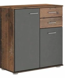 Kommode - Old Wood Vintage - Anthrazit - 71 Cm Breit
