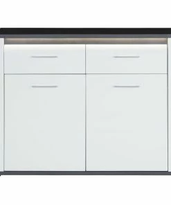 Luca Bessoni Kommode ALASSIO - Weiß Hochglanz - Matera Dunkel - 109 Cm