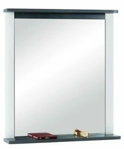 Luca Bessoni Spiegel ALASSIO - Weiß-Hochglanz - Matera Dunkel - 85x91 Cm
