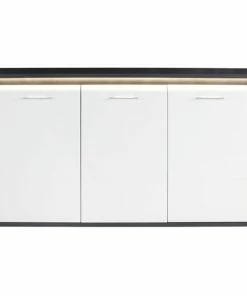 Luca Bessoni Sideboard ALASSIO - Weiß Hochglanz - Matera Dunkel - 156 Cm