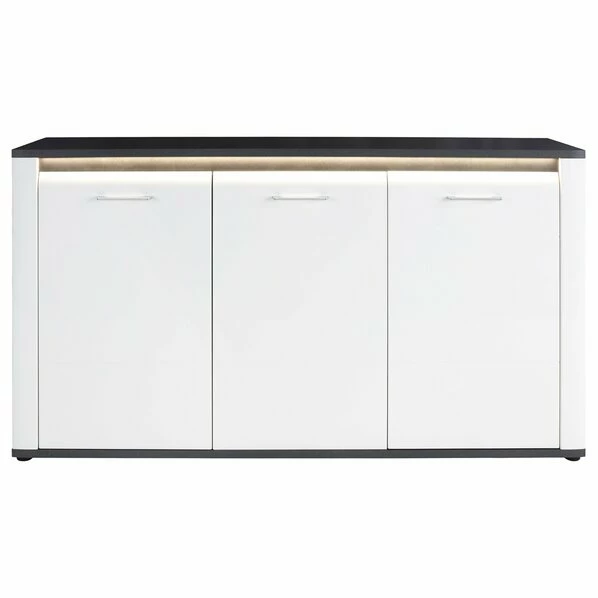 Luca Bessoni Sideboard ALASSIO - Weiß Hochglanz - Matera Dunkel - 156 Cm 1 Luca Bessoni Sideboard ALASSIO - Weiß Hochglanz - Matera Dunkel - 156 Cm