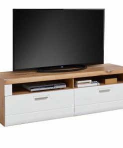 Luca Bessoni Lowboard AURIS - Weiß-Flagstaff Eiche - 163 Cm