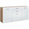 Luca Bessoni Sideboard AURIS - Weiß-Flagstaff Eiche - 163 Cm