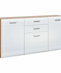 Luca Bessoni Sideboard AURIS - Weiß-Flagstaff Eiche - 163 Cm
