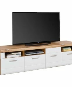 Luca Bessoni Lowboard AURIS - Weiß-Flagstaff Eiche - 190 Cm