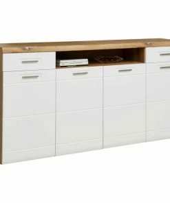 Luca Bessoni Sideboard AURIS - Alpinweiß Matt - Flagstaff Eiche - 200 Cm