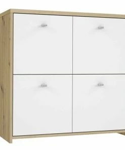 Kommode - Artisan Eiche-weiß - 77 Cm Breit - Vier Türen