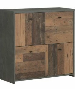 Kommode - Betonoptik - Old Wood Vintage - 77cm Breit - Vier Türen